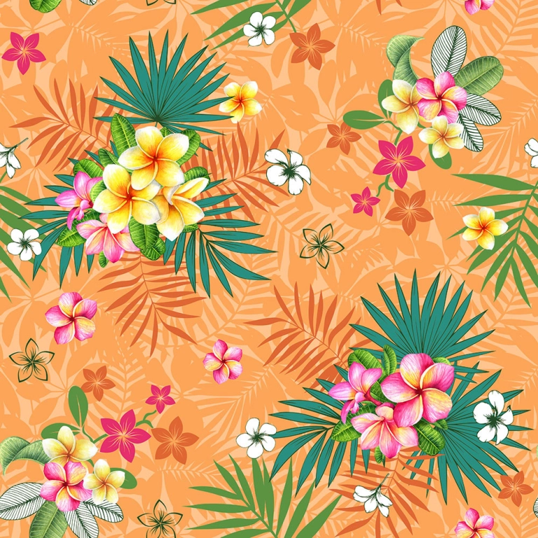 Toile cirée madras orange - nappe cirée colorée madras orange Toile cirée madras orange - nappe cirée colorée madras orange